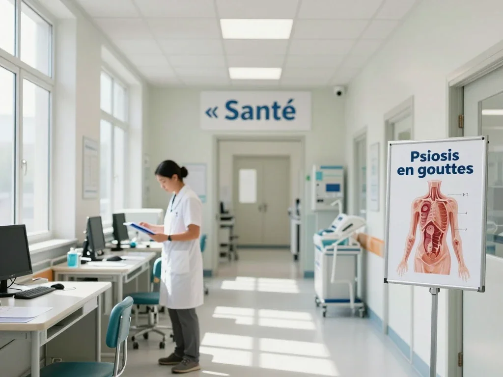 Contexte professionnel illustrant « Psoriasis en gouttes »
